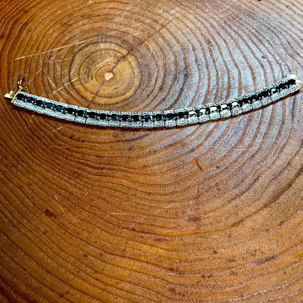 Genuine blue sapphire diamond accent bracelet